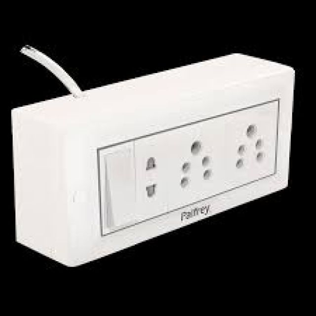 Palfrey Electric Extension Board - 5A + 5A + 1 Universal Two Pin Socket with Master Switch and Heavy Duty Wire (White)