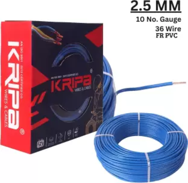 kripa 2.5 sqmm Copper Multi Strand House Fitting FR PVC Lite Electric Wire Cable 10No. 2.5 sq/mm Blue 91 m Wire  (Blue)